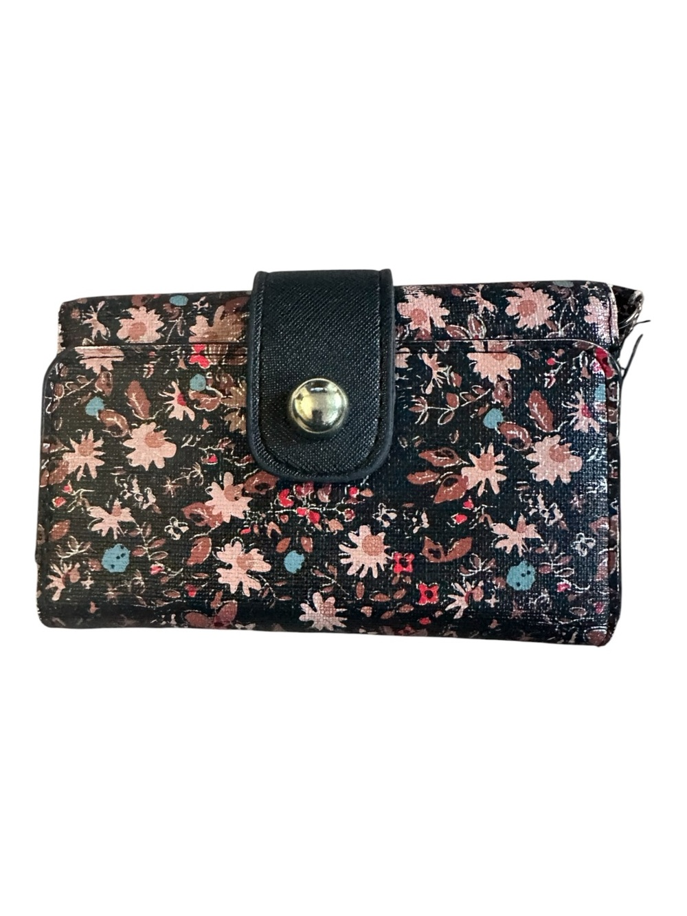 George Black Floral Tri-Fold Wallet